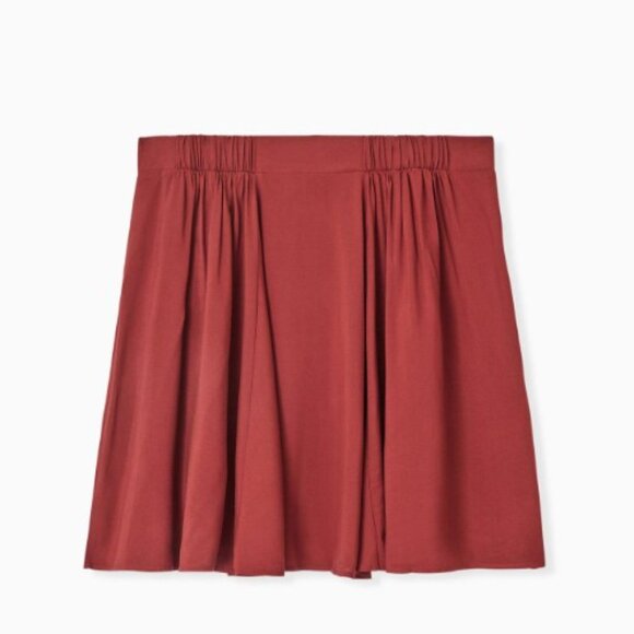 Torrid Size 4 (26W) Brick Red Challis Button Front Mini Skirt - Picture 2 of 8